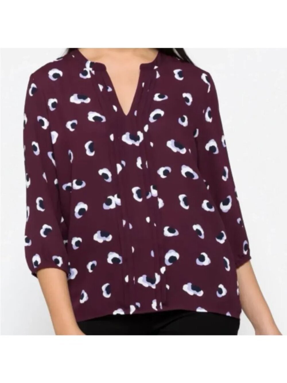 41 Hawthorn Maury Burgundy Pleat Detail Split Neck Blouse Women S Petite